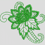 绿色刺绣花卉图案