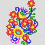 彩色花卉刺绣图案