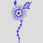 蓝色刺绣花卉图案
