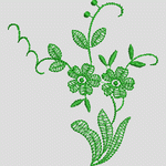 绿色植物刺绣图案