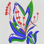 蓝色花卉刺绣图案