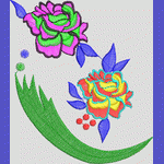 彩色花卉刺绣图案
