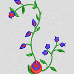 蓝色花朵藤蔓图案