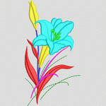 彩色百合花刺绣图案