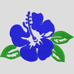 蓝色芙蓉花刺绣图案