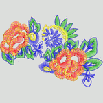 彩色刺绣花卉图案
