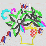 彩色花卉刺绣篮子
