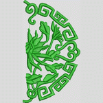 绿色植物与回纹装饰图案