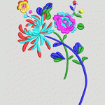 彩色花卉刺绣图案