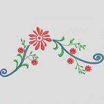 红色花朵刺绣图案