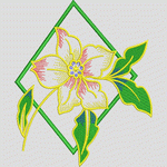 绿色菱形框内绣花图案