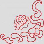 红色刺绣花卉图案