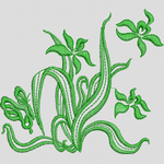 绿色植物刺绣图案