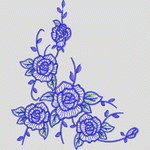 蓝色刺绣玫瑰花图案