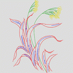 彩色线条勾勒植物图案