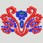 红色蓝色对称花纹图案