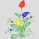 彩色刺绣花束图案
