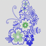 蓝色花卉刺绣图案