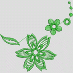 绿色刺绣花卉图案