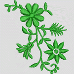 绿色植物刺绣图案