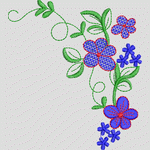 蓝色花卉刺绣图案