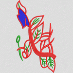 红色藤蔓植物刺绣图案
