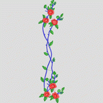 红色花朵藤蔓刺绣图案