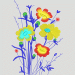 彩色刺绣花卉图案