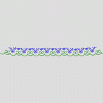 蓝色花朵与绿色波浪刺绣边饰