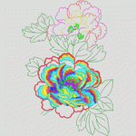 彩色刺绣牡丹花图案
