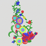 彩色花卉刺绣图案