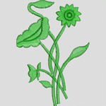 绿色植物刺绣图案
