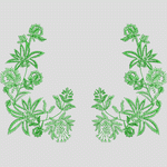 绿色植物刺绣图案
