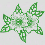 绿色刺绣花卉图案