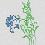 蓝绿植物刺绣图案