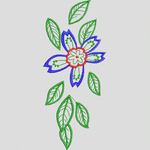 蓝色花朵刺绣图案