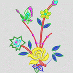 彩色刺绣花卉图案