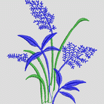 蓝色植物刺绣图案