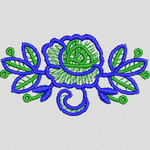 蓝色绣花玫瑰图案