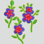 蓝色花朵刺绣图案