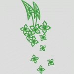 绿色刺绣花卉图案