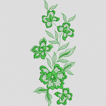 绿色刺绣花卉图案