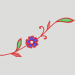 红色枝蔓花卉刺绣图案