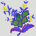 彩色刺绣花卉图案