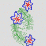 蓝色花朵刺绣图案