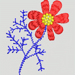 红色花朵刺绣图案