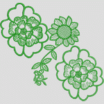 绿色刺绣花卉图案