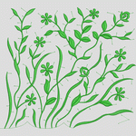 绿色植物刺绣图案
