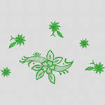 绿色刺绣花卉图案