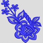 蓝色花卉刺绣图案